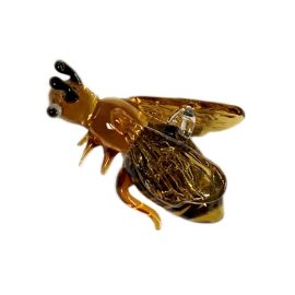 Blown Amber Glass Bee Ornament
