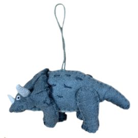 Handcrafted Gray Felt Triceratops Ornament