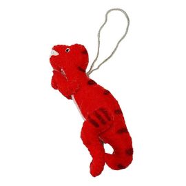 Handcrafted Red Felt T.rex Ornament