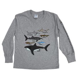 Youth LS Gray Shark Collage T-Shirt