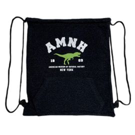 AMNH T. Rex Black Fleece Drawstring Backpack
