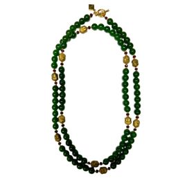 Handcrafted Jade and Buddha Bead Rope Necklace