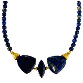 Lapis Round and Flat Shaped Beads Necklace
