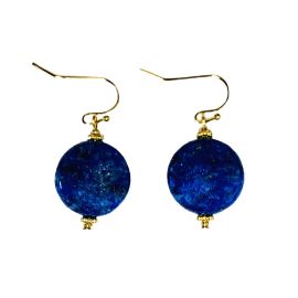 Lapis Lazuli Coin Bead Earrings